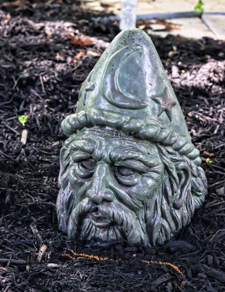 Weathered Bronze Wizard Emerging from the Earth!